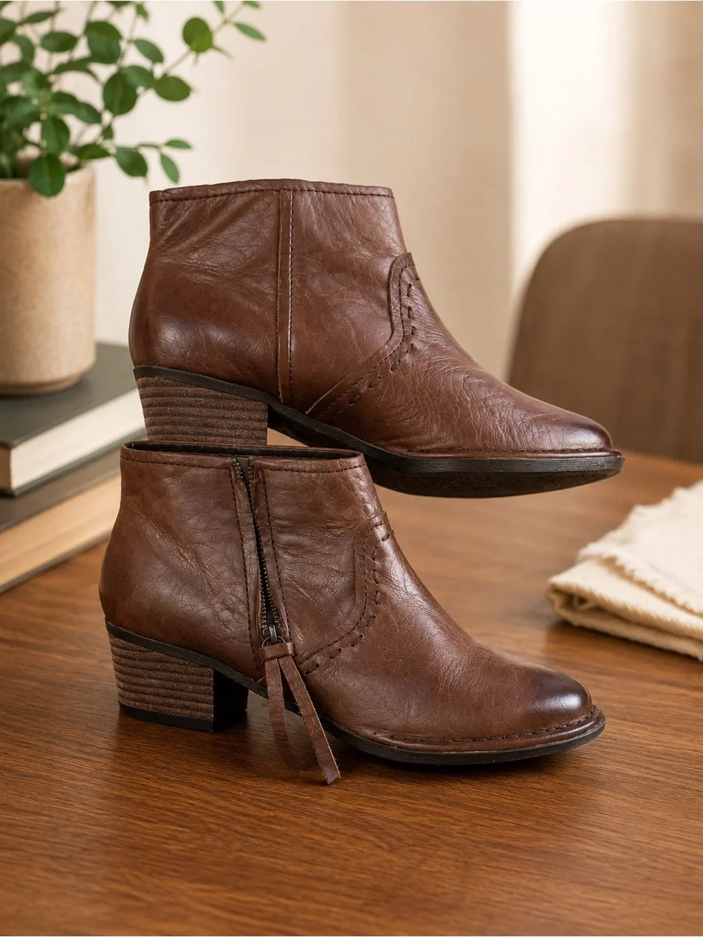 Gianni Bini Brown Leather Chukka Ankle Boots